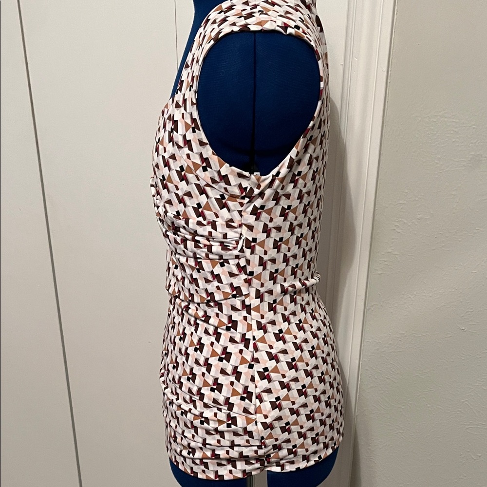 White House Black Market Multicolor Geometric Diamond Neck Top Ladies Size M - Picture 4 of 16